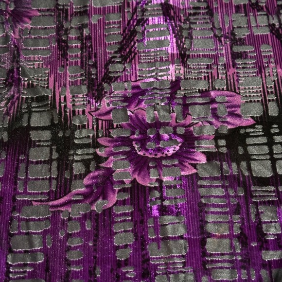 TanJay Purple Black Burnout Velvet Open Front Cardigan & Studded Tank Top Sz L - Picture 5 of 10